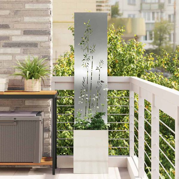 vidaXL &Eacute;cran de confidentialit&eacute; de jardin Floral Argent&eacute; 32 x 150 cm