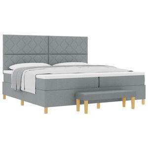 vidaXL Lit &agrave; ressorts avec matelas Gris clair 200 x 200 cm tissu