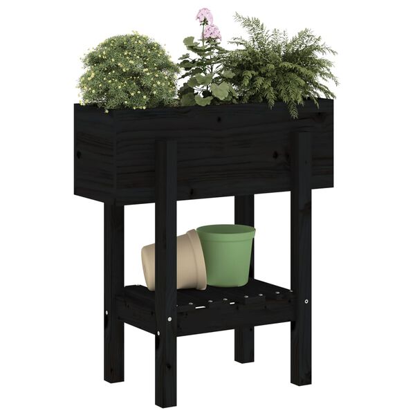 vidaXL Jardinière noir 62x30x69 cm bois massif de pin