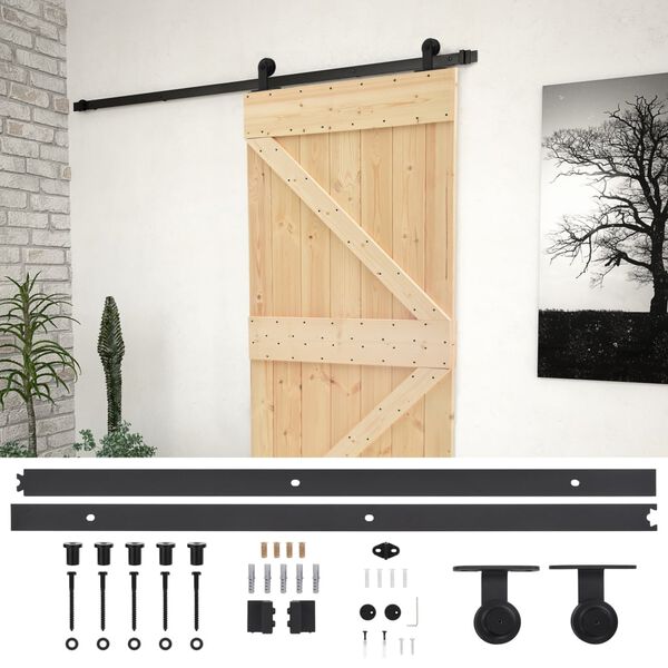 vidaXL Porte coulissante et kit de quincaillerie 100x210 cm Pin massif