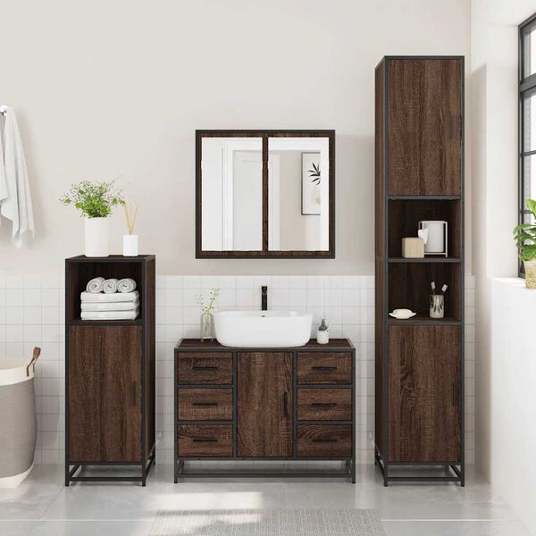 vidaXL Armoire lavabo de salle de bain chêne marron bois d'ingénierie