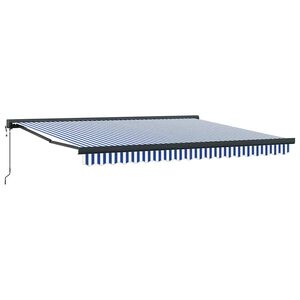 vidaXL Auvent r&eacute;tractable bleu et blanc 4x3 m tissu et aluminium