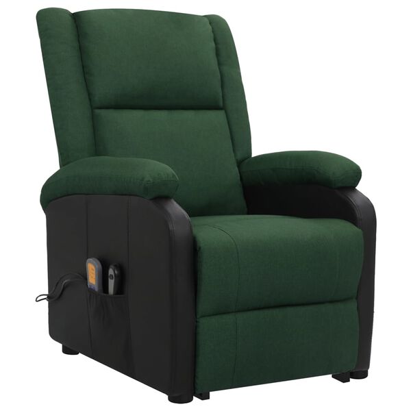 vidaXL Fauteuil de massage Vert fonc&eacute; Tissu