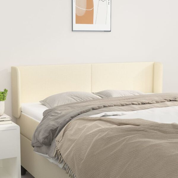 vidaXL T&ecirc;te de lit avec oreilles Cr&egrave;me 147x16x78/88 cm Similicuir