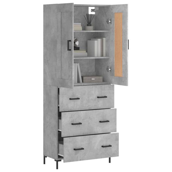 vidaXL Buffet haut Gris b&eacute;ton 69,5x34x180 cm Bois d'ing&eacute;nierie