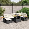 vidaXL Salon de jardin 8 pcs avec coussins noir r&eacute;sine tress&eacute;e