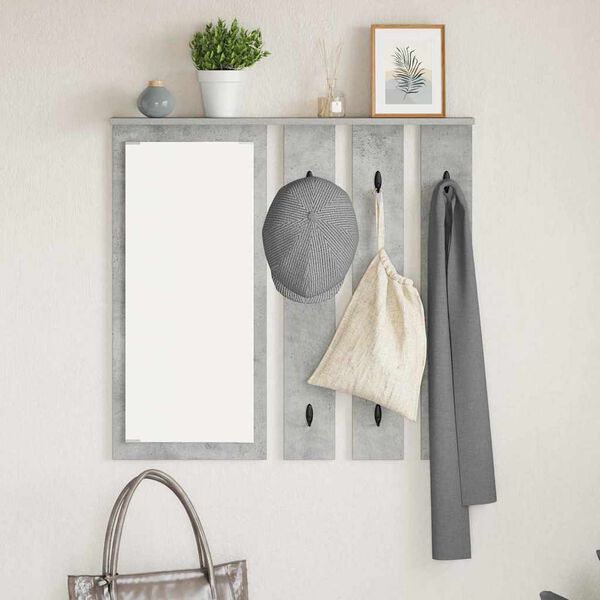vidaXL Porte-manteau mural avec &eacute;tag&egrave;re Gris b&eacute;ton 84 x 10 x 80 cm