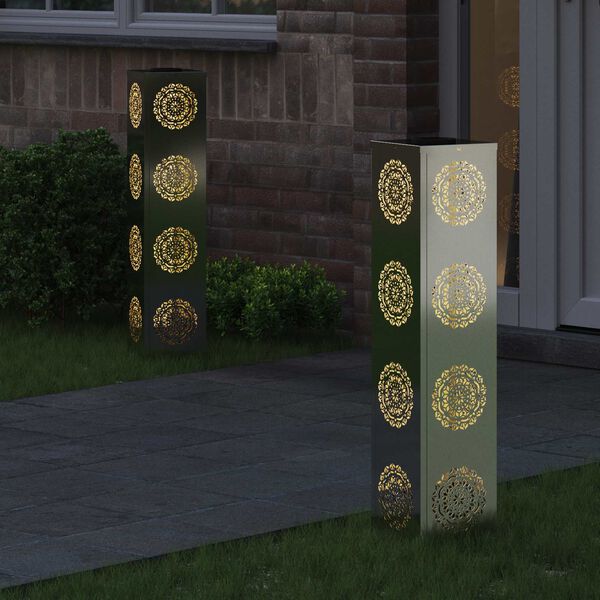 vidaXL Lumi&egrave;re de chemin LED solaire 2 pcs Argent&eacute; Acier Galvanis&eacute;