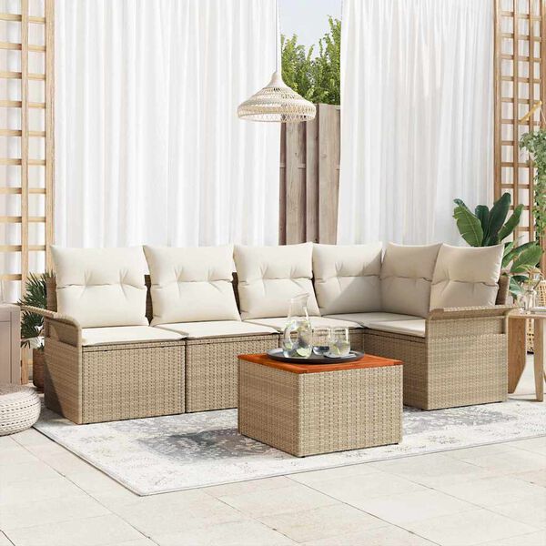 vidaXL Ensemble de canapé de jardin avec coussin 6 pcs Beige et crème