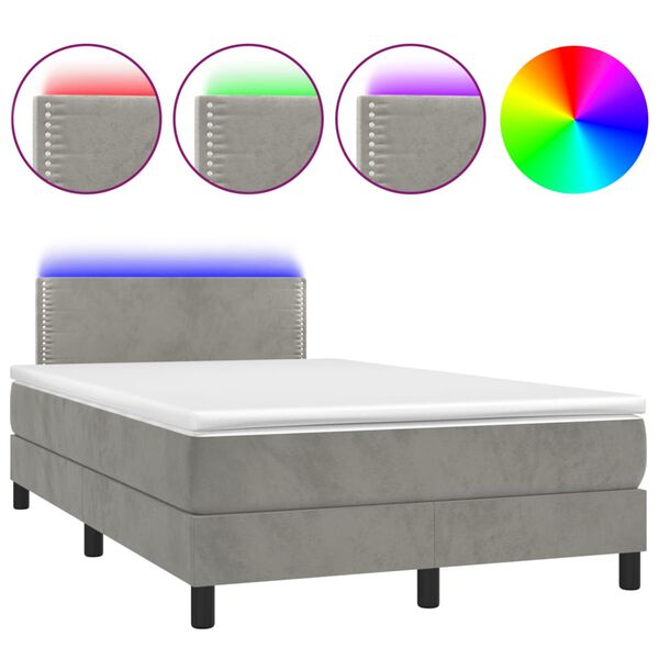 vidaXL Sommier &agrave; lattes de lit avec matelas LED Gris clair 120x200 cm