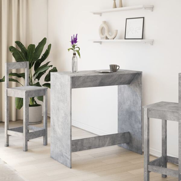 vidaXL Table de bar gris b&eacute;ton 102x50x103,5 cm bois d'ing&eacute;nierie