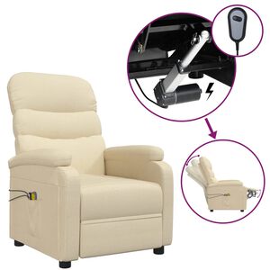 vidaXL Fauteuil &eacute;lectrique de massage Cr&egrave;me Tissu