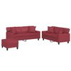 vidaXL Ensemble de canap&eacute;s 3 pcs et coussins rouge bordeaux similicuir
