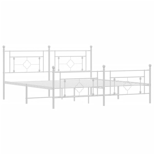 vidaXL Cadre de lit m&eacute;tal sans matelas et pied de lit blanc 183x213 cm