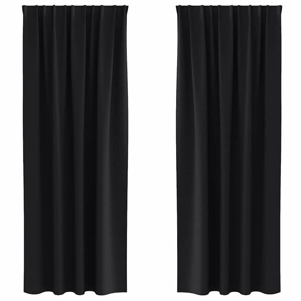 vidaXL Rideaux occultants avec anneaux 2 pcs Noir 245 x 140 cm