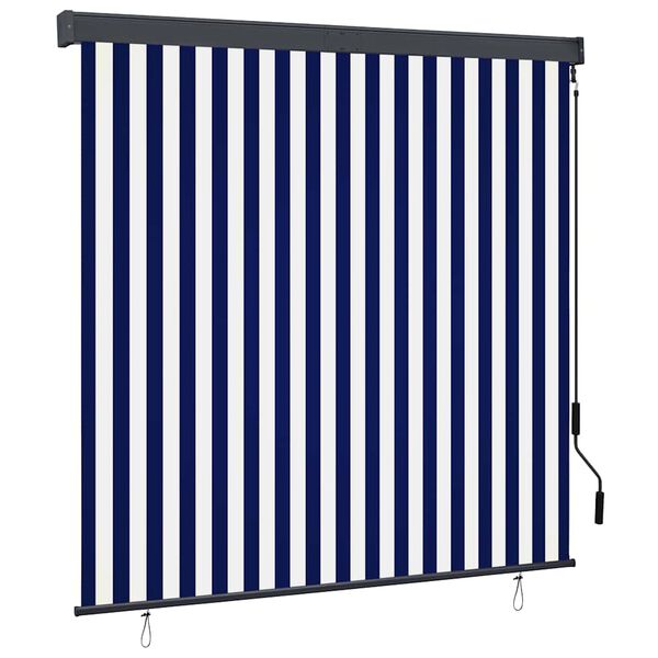 vidaXL Store roulant d'ext&eacute;rieur 160x250 cm Bleu et blanc