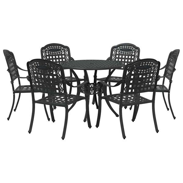vidaXL Ensemble de salle &agrave; manger pour jardin 7 pcs Noir Aluminium
