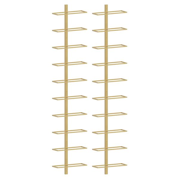 vidaXL Casier &agrave; vin mural pour 10 bouteilles 2 pcs Dor&eacute; M&eacute;tal
