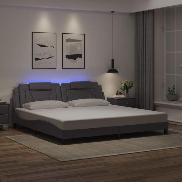 vidaXL Cadre de lit Viana avec LED sans matelas gris 200x200 cm