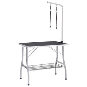 vidaXL Table de toilettage r&eacute;glable de chiens avec 2 boucles et panier