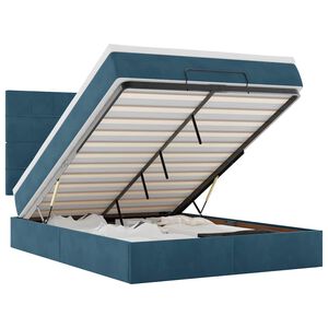 vidaXL Cadre de lit ottoman avec matelas bleu fonc&eacute; 140x190 cm velours