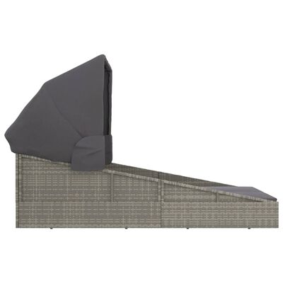 vidaXL Transat avec toit pliable gris 200x114x128 cm résine tressée