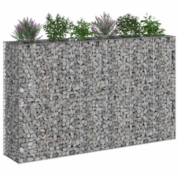 vidaXL Lit sur&eacute;lev&eacute; gabion 3 pcs Argent&eacute; 250 x 50 x 150 cm