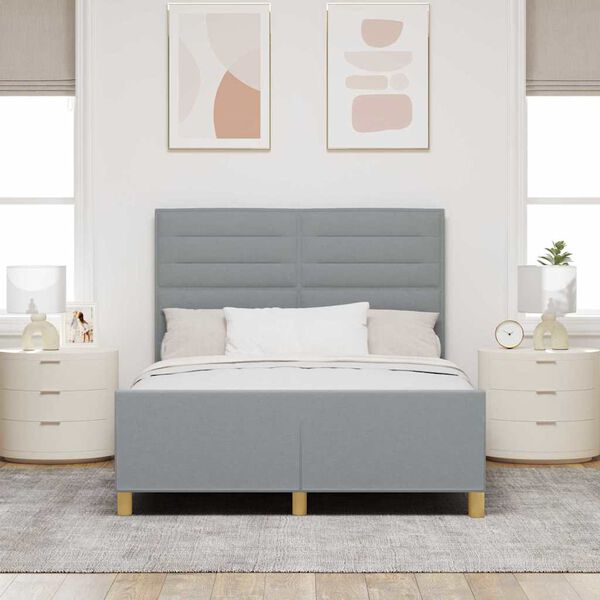 vidaXL Cadre de lit avec t&ecirc;te de lit Gris clair 140 x 200 cm tissu