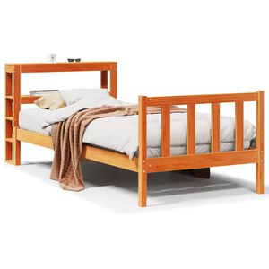 vidaXL Cadre de lit avec t&ecirc;te de lit sans matelas cire marron 90x200cm