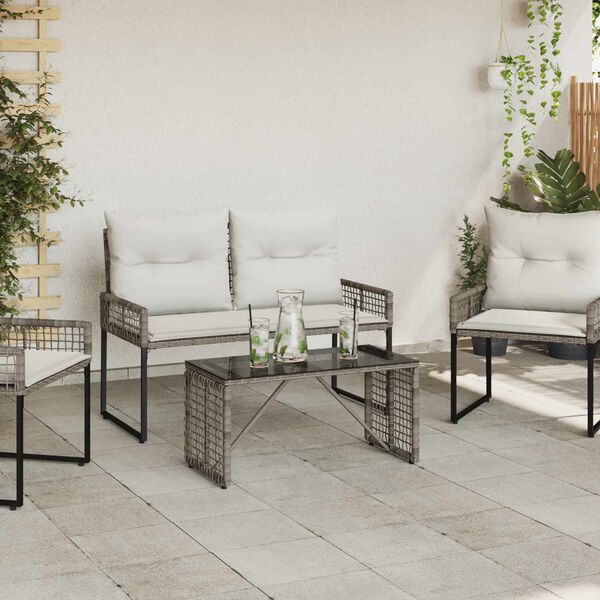 vidaXL Table de jardin Gris et Noir 80 x 40 x 40 cm Rattan PE et Verre