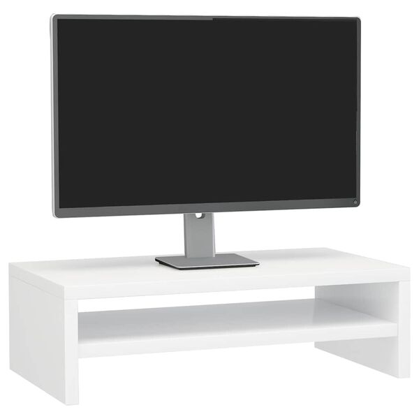 vidaXL Support de moniteur Blanc brillant 42x24x13cm Bois d'ingénierie