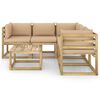 vidaXL Salon de jardin 6 pcs avec coussins beige