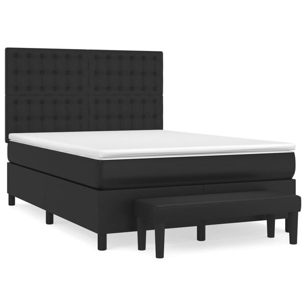 vidaXL Sommier &agrave; lattes de lit avec matelas Noir 140x200 cm Similicuir