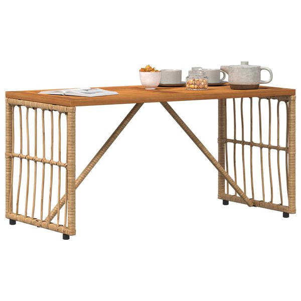 vidaXL Table de jardin Naturel 80 x 40 x 40 cm Acier et Rattan Poly