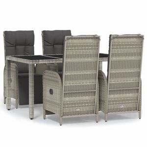 vidaXL Ensemble &agrave; manger de jardin 5 pcs coussins gris r&eacute;sine tress&eacute;e