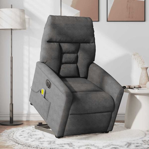 vidaXL Fauteuil inclinable de massage &eacute;lectrique gris fonc&eacute;