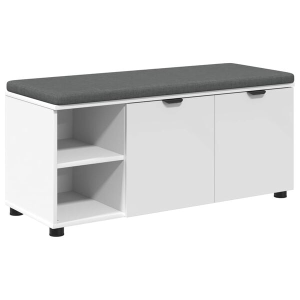 vidaXL Banc d'entr&eacute;e Blanc 100 x 38 x 46 cm Bois Ing&eacute;nierie et Tissu