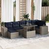 vidaXL Salon de jardin avec coussins 8 pcs gris r&eacute;sine tress&eacute;e acacia