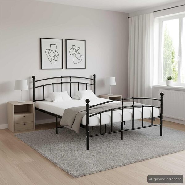 vidaXL Cadre de lit sans matelas noir m&eacute;tal 200x200 cm