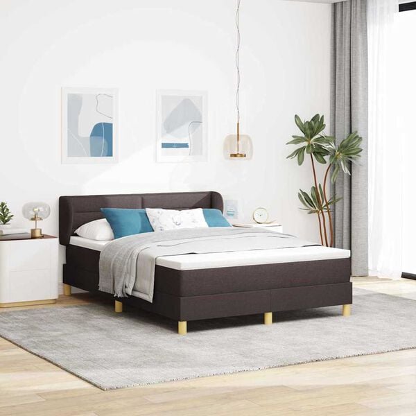 vidaXL Lit &agrave; Ressorts avec Matelas Cr&egrave;me 90x200 cm Tissu Marron fonc&eacute;