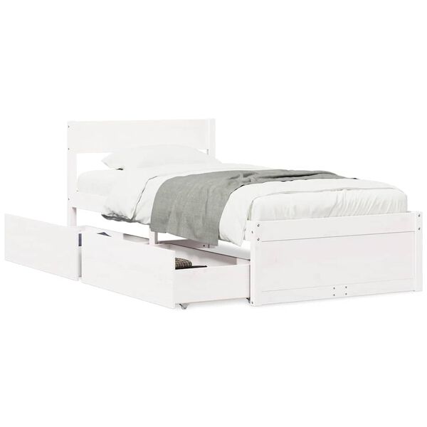 vidaXL Cadre de lit sans matelas blanc 90x190 cm bois de pin massif