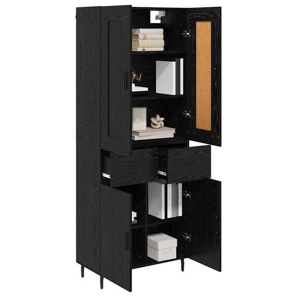 vidaXL Haut Armoire avec tiroir 2 pcs Ch&ecirc;ne noir Bois d'ing&eacute;nierie
