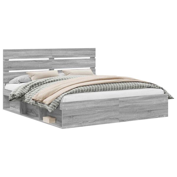 vidaXL Cadre de lit Gris Sonoma 180 x 200 cm Pin massif