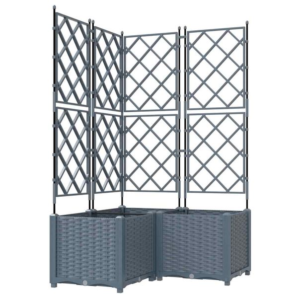 vidaXL Cache-pot de jardin 3 pcs Gris Clair 80 x 80 x 143 cm Acier