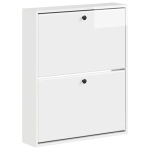 vidaXL Cabinet &agrave; chaussures mural BREDA 71 x 17 x 86 cm Blanc brillant