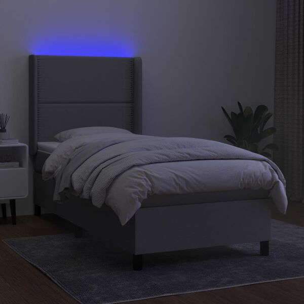 vidaXL Sommier &agrave; lattes de lit matelas LED Gris clair 80x200cm Tissu