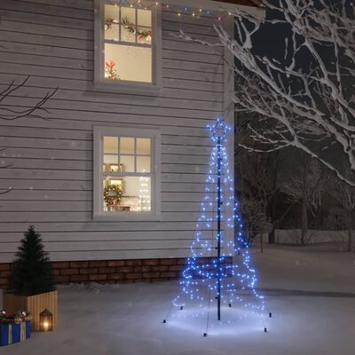vidaXL Sapin de Noël avec piquet Bleu 200 LED 180 cm