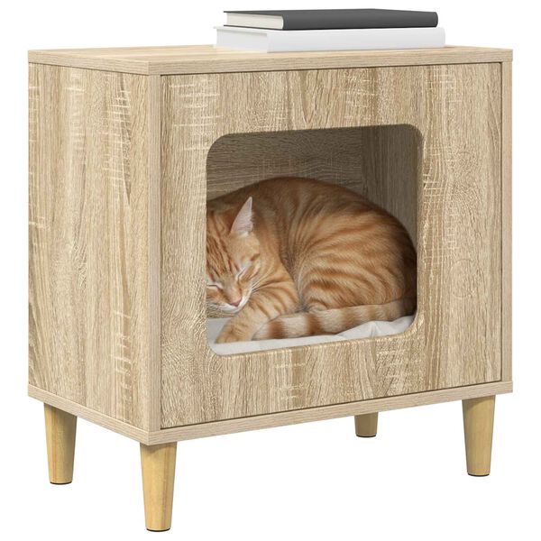 vidaXL Maison pour chat Sonoma 51 x 30 x 52 cm Bois d'ing&eacute;nierie