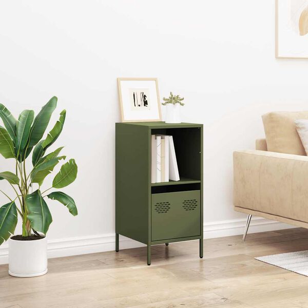 vidaXL Buffet vert olive 35x39x73,5 cm acier lamin&eacute; &agrave; froid