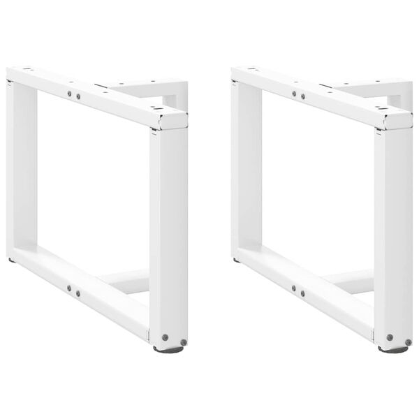 vidaXL Pieds de table basse en T, 2 pi&egrave;ces, blanc, 60 x 25 x (42-43) cm, acier